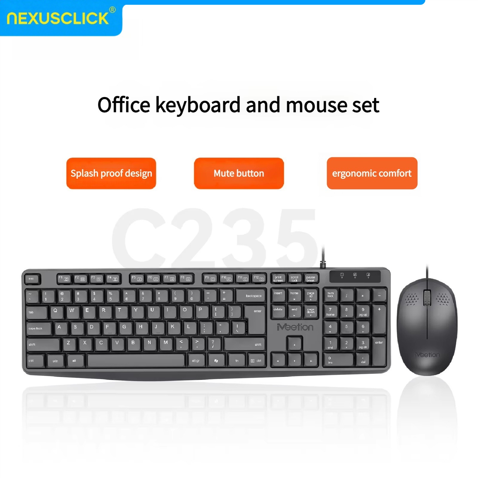 Gaming Keyboard That Is Quiet - NexusClick アラビア語英語有線キーボードマウスコンボ、104キー防滴サイレント人間工学キーボード静音マウスプラグアンドプレイ