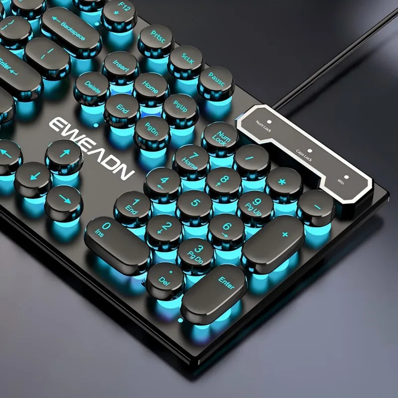 Gaming Keyboard Backlit - レトロパンクメカニカル風キーボードマウスセット有線ワイヤレスRGBバックライトゲーミングオフィスコンボPCラップトップ用