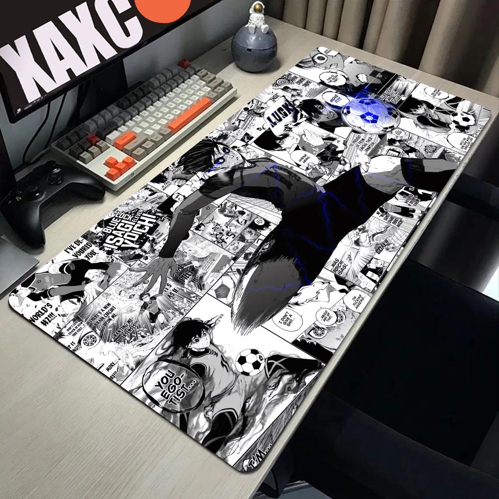 Gaming Keyboard Affordable - 黒と白のアニメマウスパッドPC XXLゲーマーキャビネットマウスパッドキーボードラグラップトップブルーロックナギ征士郎デスクマットソフトカーペット