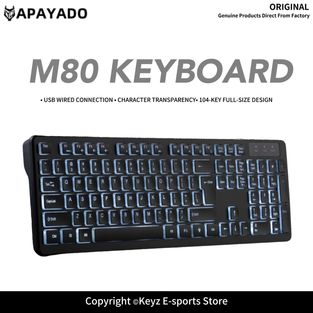 Gaming Keyboard That Is Quiet - 有線USBゲーミングキーボード 超薄型チョコレートキーキャップ カラフルLEDバックライト APAYADO M80 静音タイピング