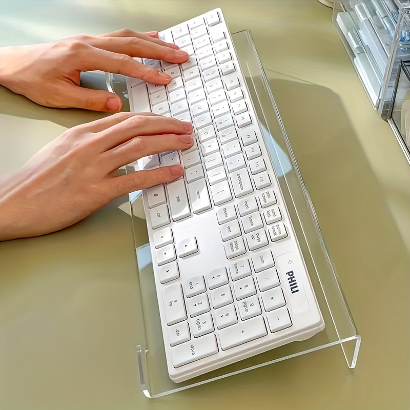 Keyboard Gaming Transparent - アクリルキーボードスタンド、透明デスクトップオーガナイザー、オフィス/家庭/ゲームに最適、滑り止め人間工学に基づいたデザイン