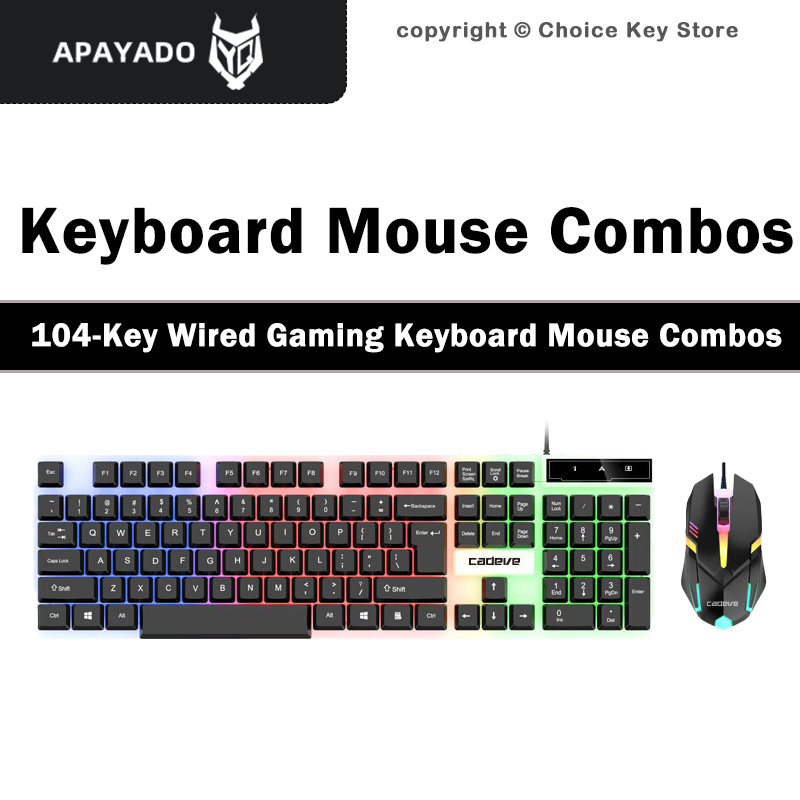 Gaming Keyboard And Mouse Combo - APAYADO LDK9122 有線ゲーミングキーボードマウスセット 104キー カラフルLEDバックライト 3キー