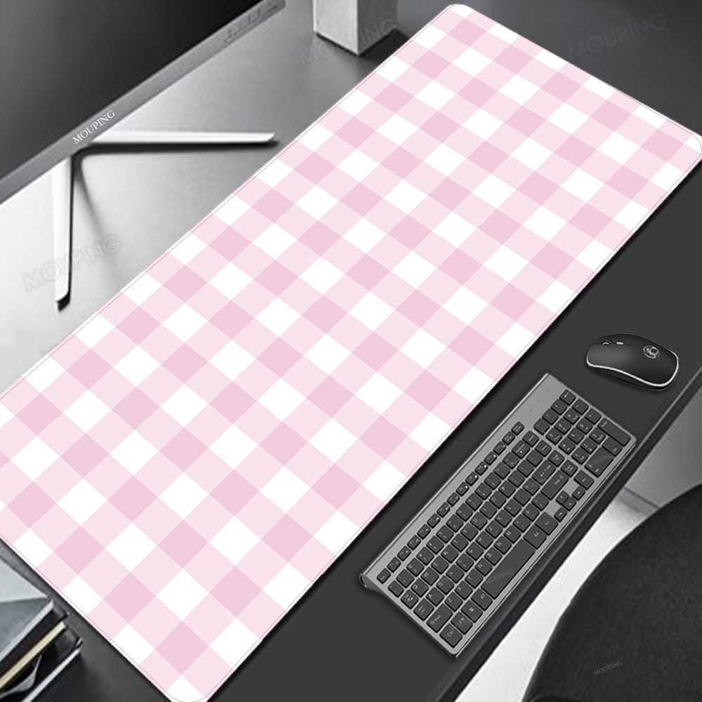 ピンクの格子マウスパッドかわいいかわいいマウスパッドデスクマ - Gaming Keyboard And Mouse Combo のレビューと価格
