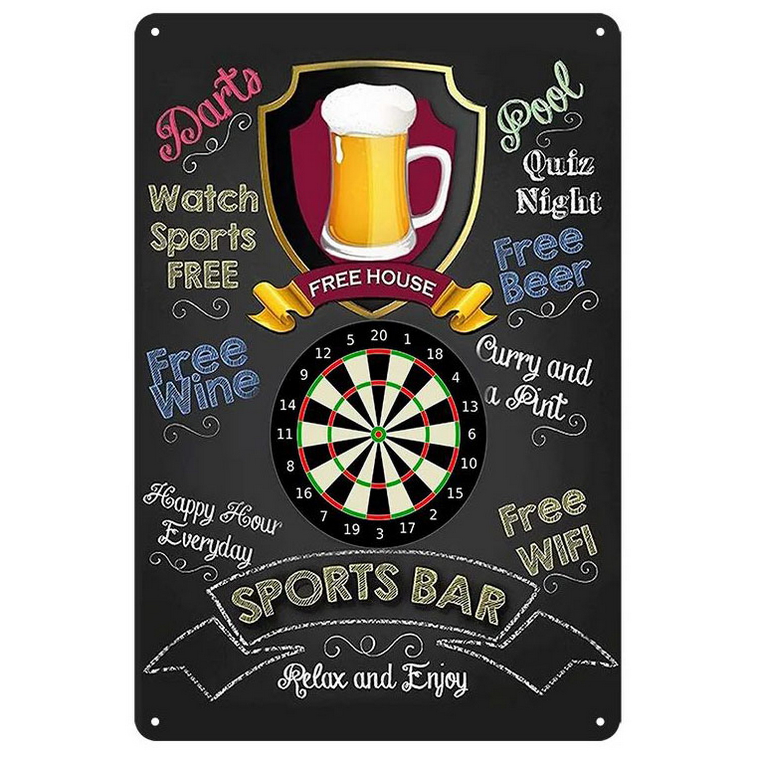 ヴィンテージダーツ＆ビールのブリキ看板、バー、ゲームルーム、 - Brass Weight Plate のレビューと価格