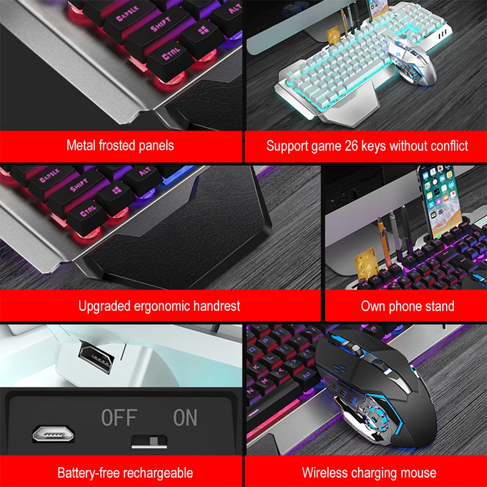 K680充電式ワイヤレスキーボードとマウス,2.4g,ゲーム - Gaming Keyboard And Mouse Combo のレビューと価格