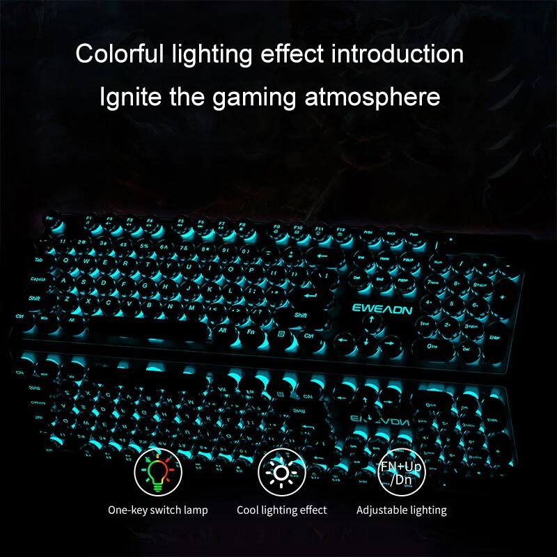 レトロパンクメカニカル風キーボードマウスセット有線ワイヤレス - Gaming Keyboard Backlit のレビューと価格