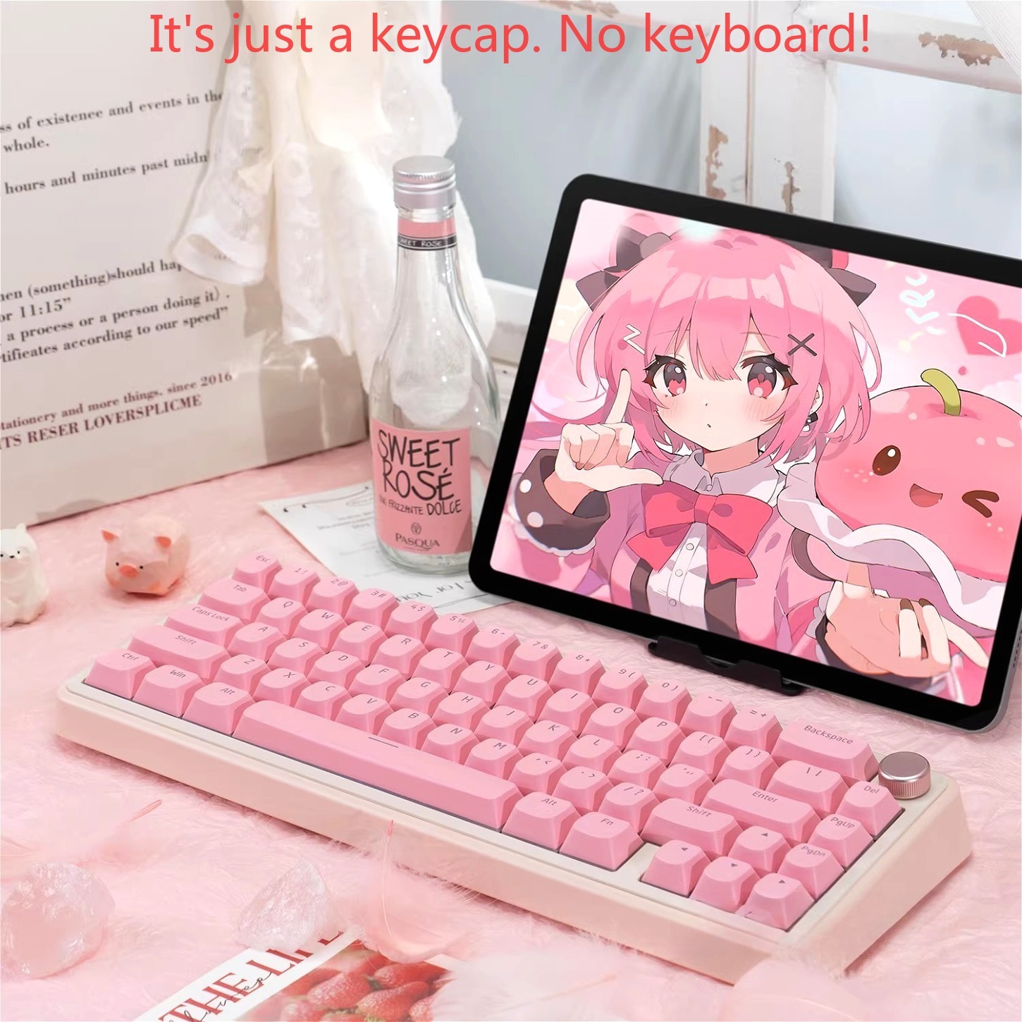 OEM シンプルピンクプディングキャラクター透明キーホルダー - Keyboard Gaming Transparent のレビューと価格