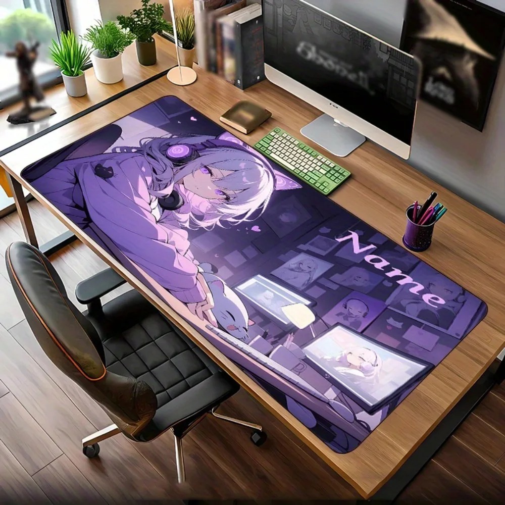 アニメガール柄ゲーミング大型デスクマット、カスタム名入り、滑 - Gaming Keyboard Name のレビューと価格