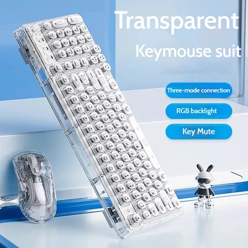 透明な氷の結晶のようなワイヤレスBluetoothキーボード - Keyboard Gaming Transparent のレビューと価格