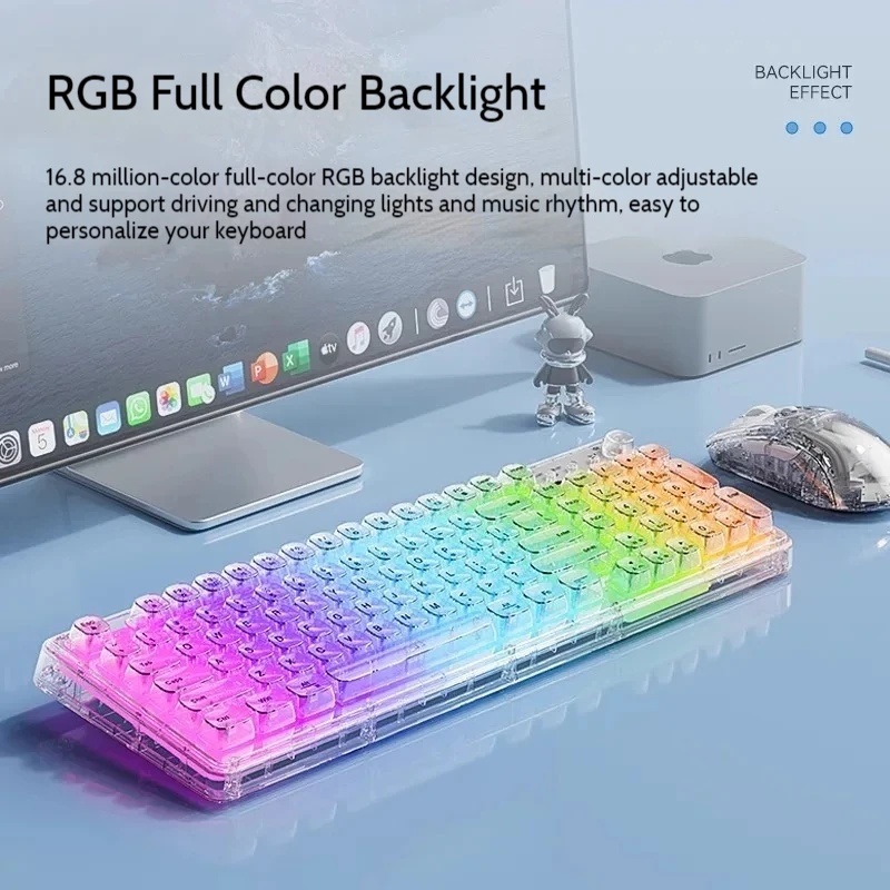 透明な氷の結晶のようなワイヤレスBluetoothキーボード - Keyboard Gaming Transparent のレビューと価格
