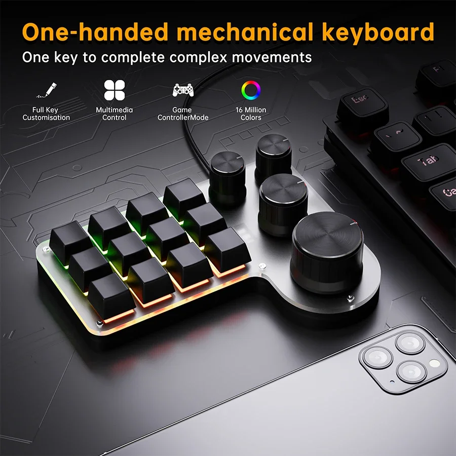 3モード12キー メカニカルキーボード 4ノブ カスタムプロ - Gaming Keyboard Half のレビューと価格