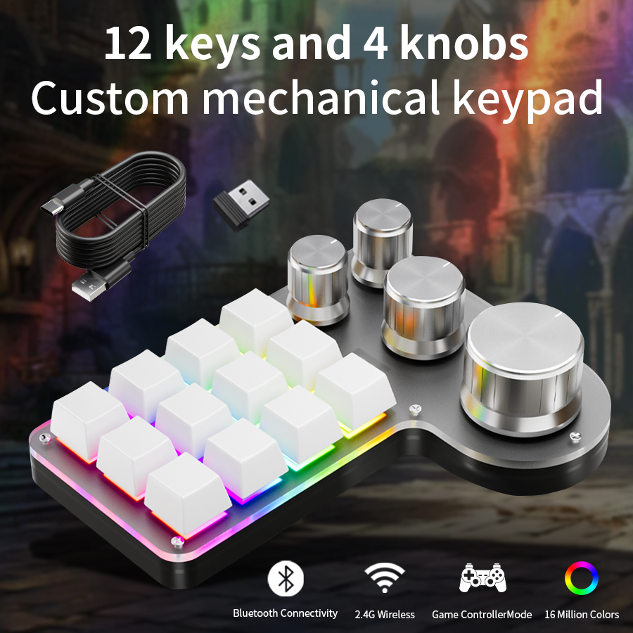 3モード12キー メカニカルキーボード 4ノブ カスタムプロ - Gaming Keyboard Half のレビューと価格
