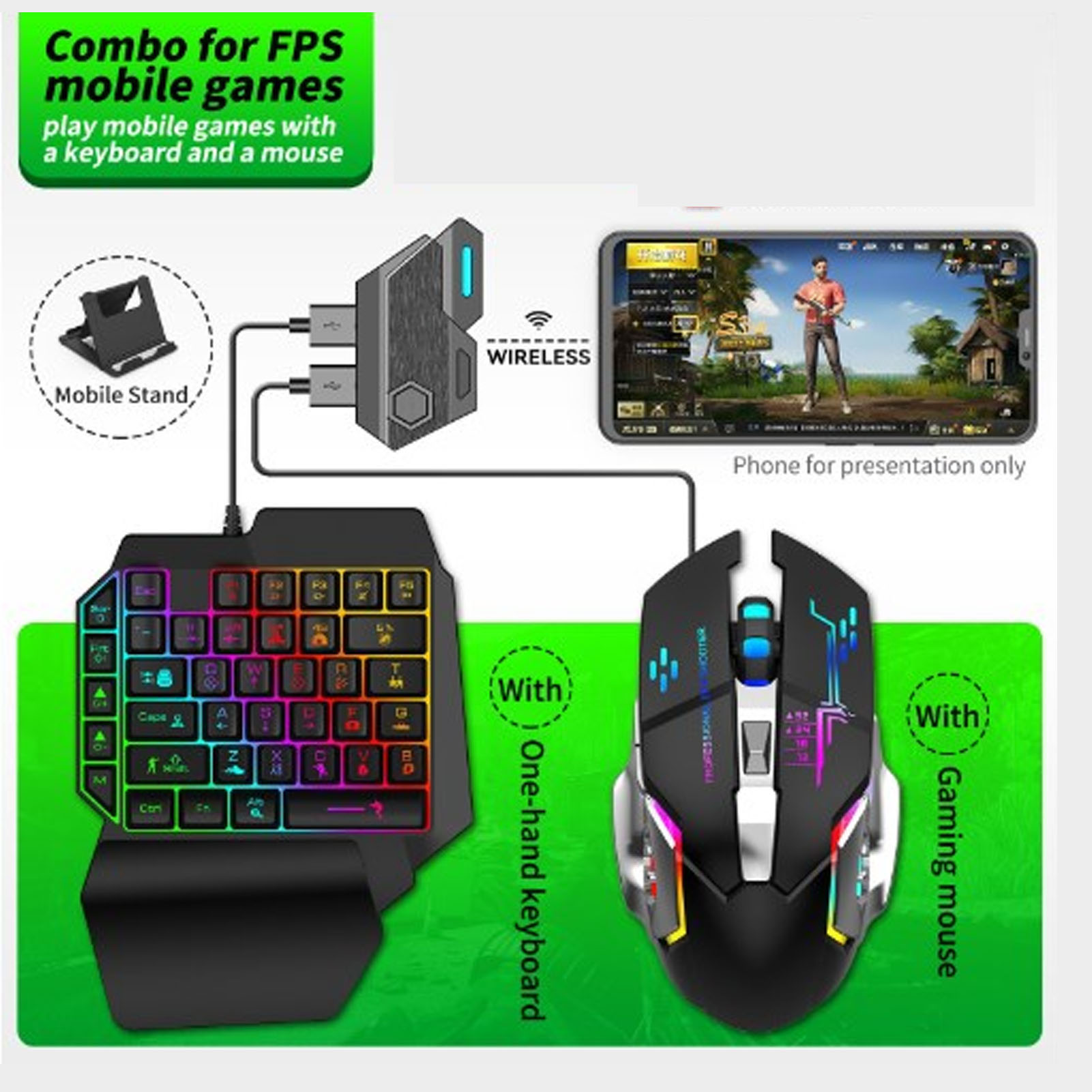キーボード マウス コンバーター セット 応答性の高い片手キ - Gaming Keyboard And Mouse Combo のレビューと価格