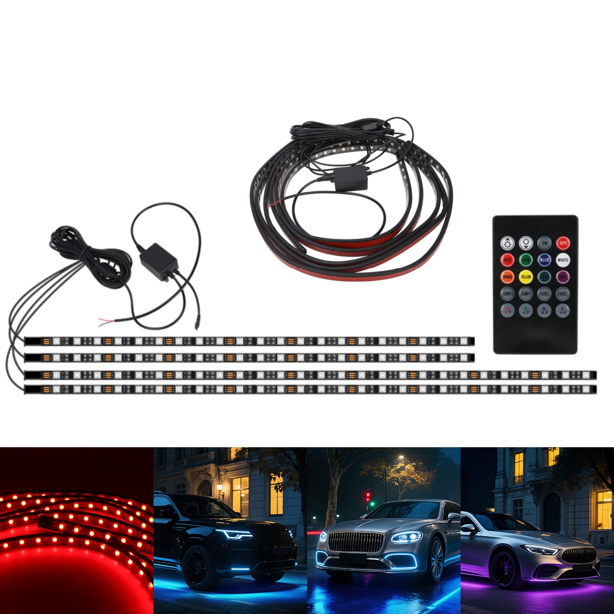 90+120CM 車用RGBシャーシライトバー フレキシブル - Rgb Underglow Strip のレビューと価格