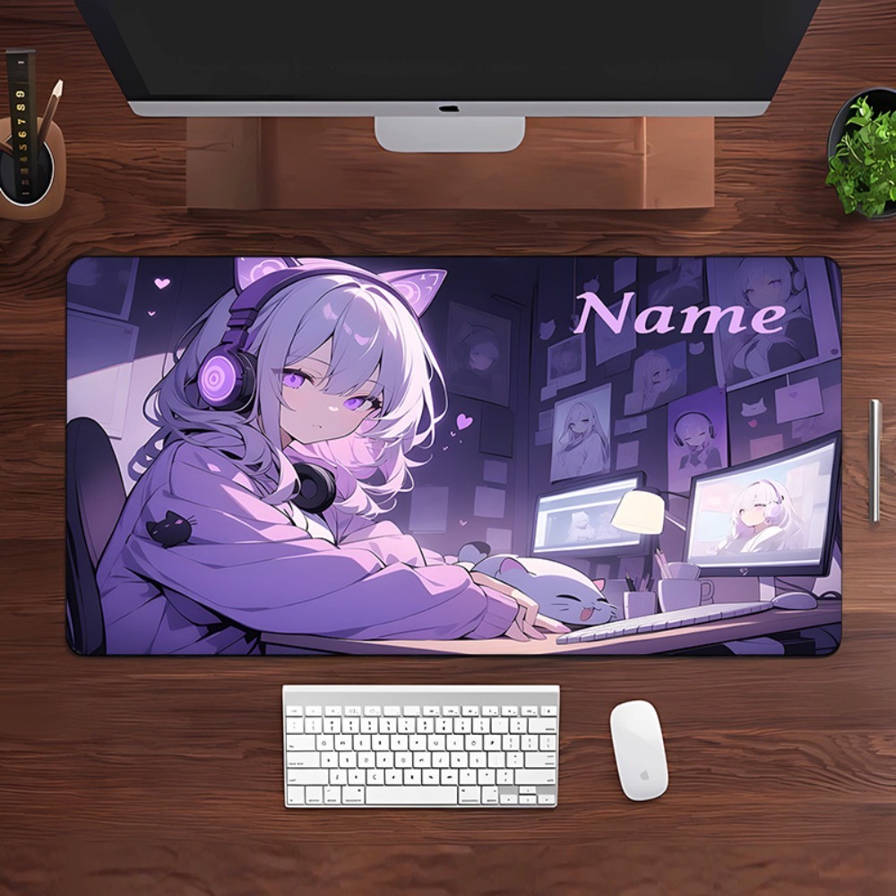 カスタマイズ可能な名前入りアニメガールゲーミングデスクマット - Gaming Keyboard Name のレビューと価格