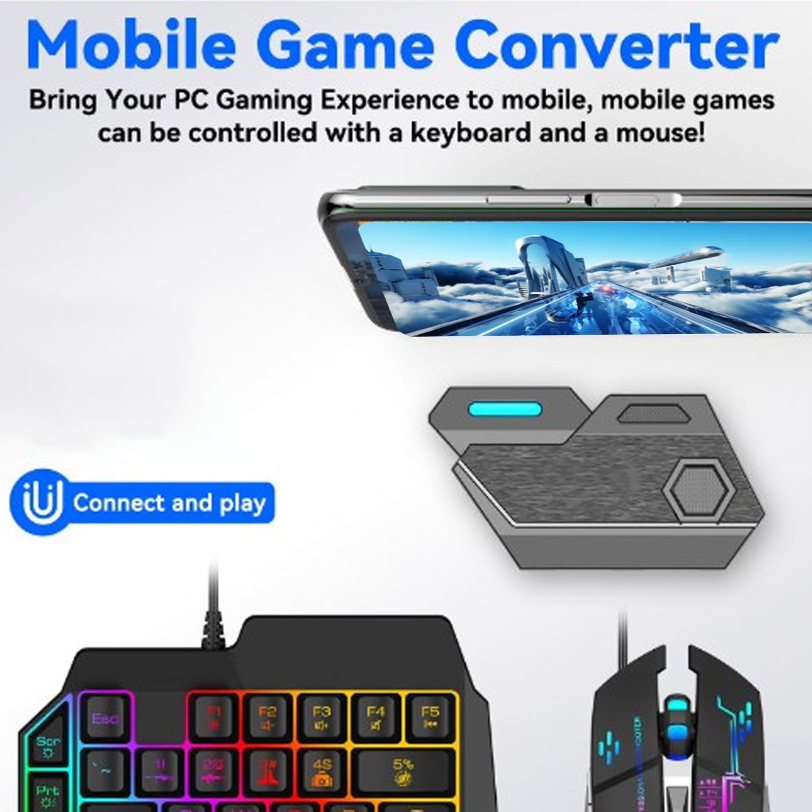 モバイルゲームコンボパック Bluetooth接続 片手キー - Gaming Keyboard And Mouse Combo のレビューと価格
