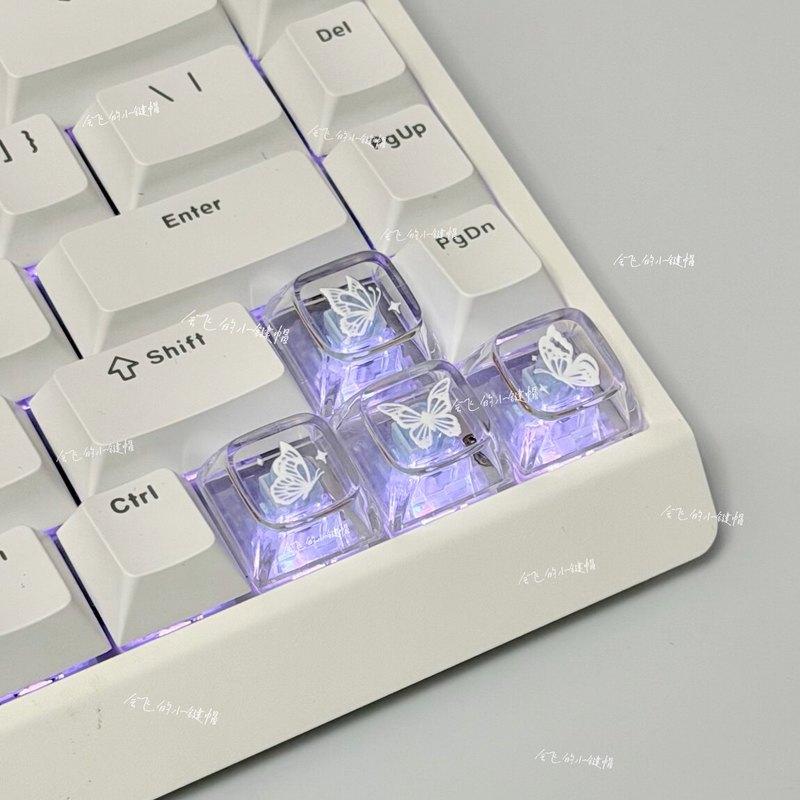 透明な蝶をモチーフにしたキーキャップ、かわいいXDA高さのメ - Keyboard Gaming Transparent のレビューと価格