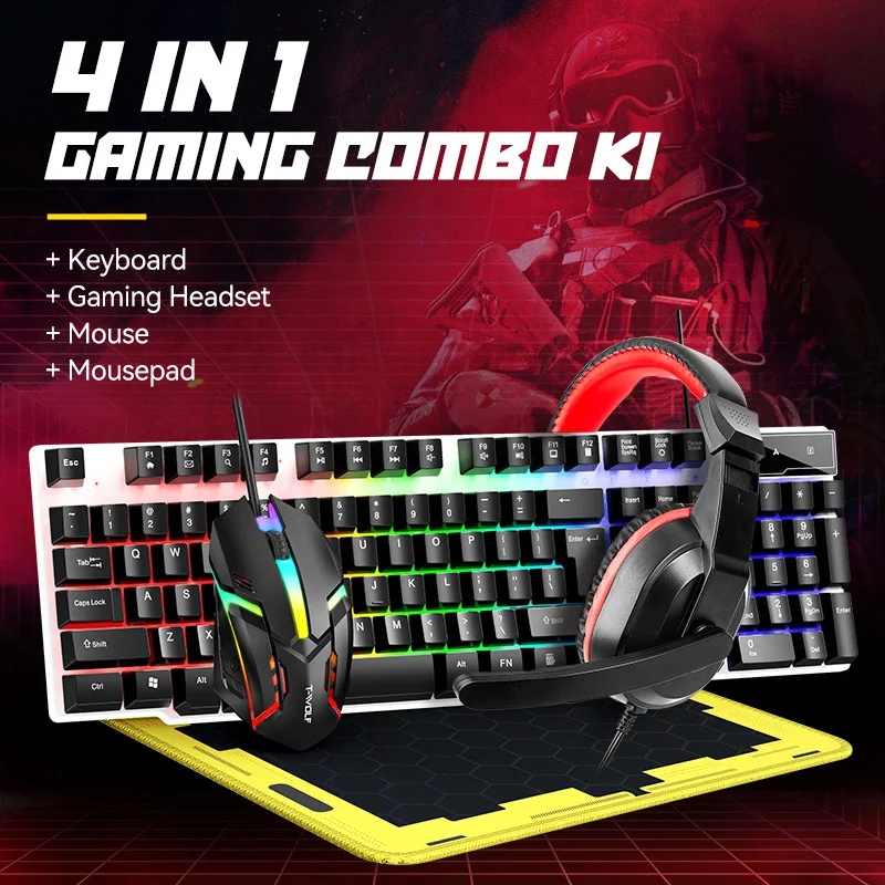 新しいUSBキーボードとマウスのゲーミングヘッドセットコンボ - Gaming Keyboard And Mouse Combo のレビューと価格