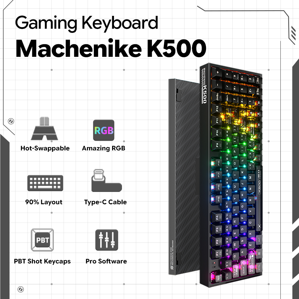 Machenike K500-B94 V2 有線メカニカルキ - Keyboard Gaming Transparent のレビューと価格