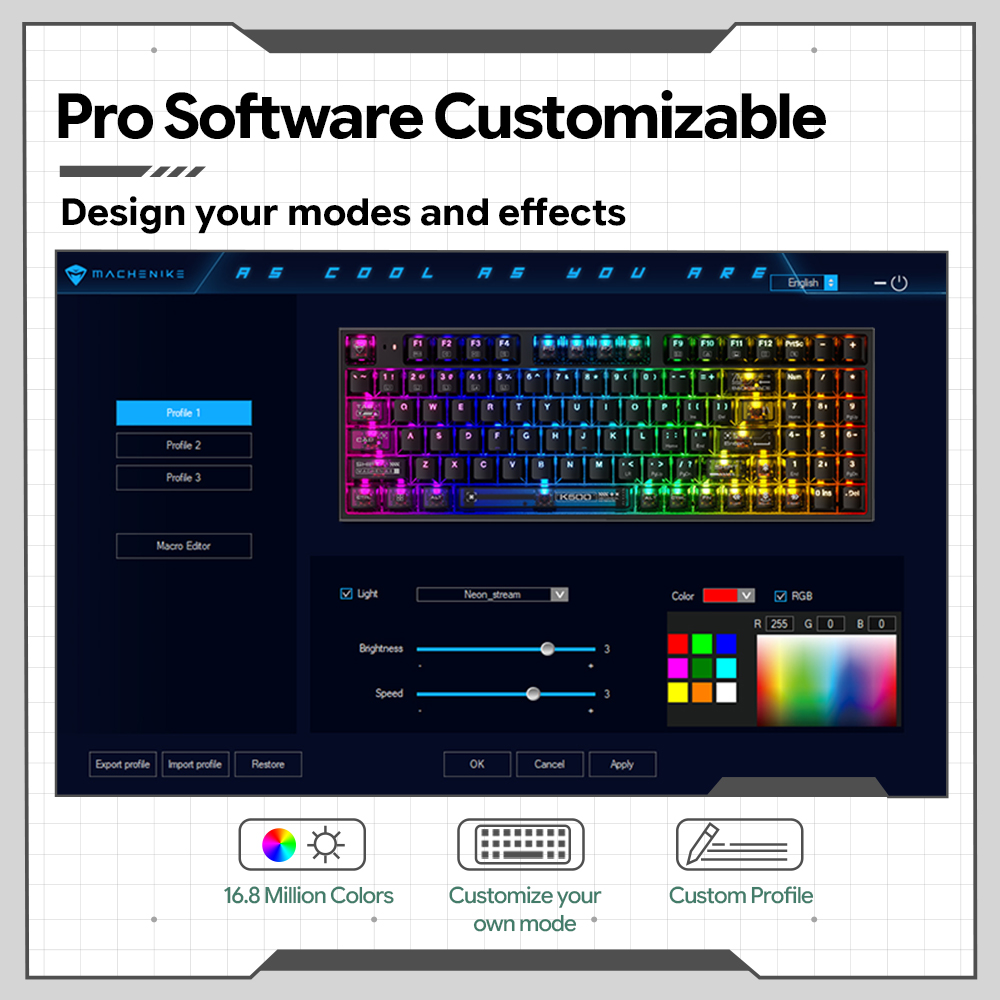 Machenike K500-B94 V2 有線メカニカルキ - Keyboard Gaming Transparent のレビューと価格