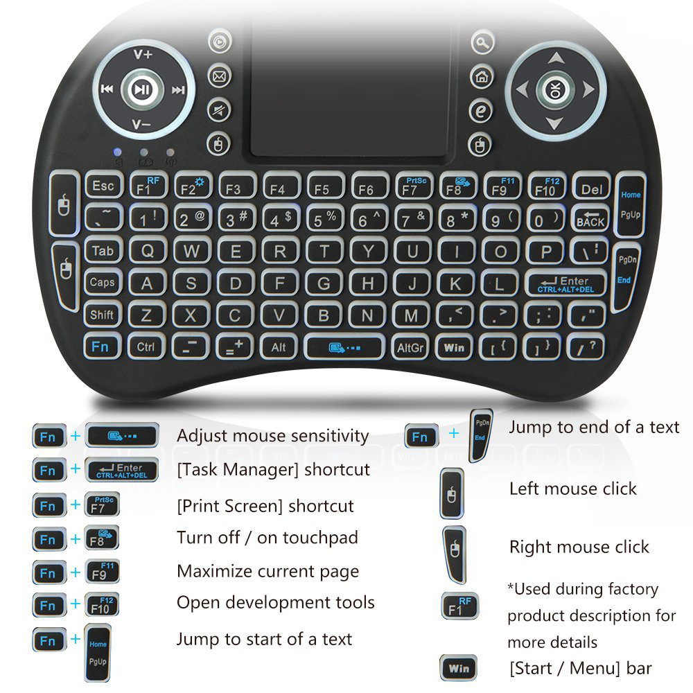 バックライト付きミニワイヤレスキーボードフランス語アゼルティ - Gaming Keyboard And Mouse Combo のレビューと価格